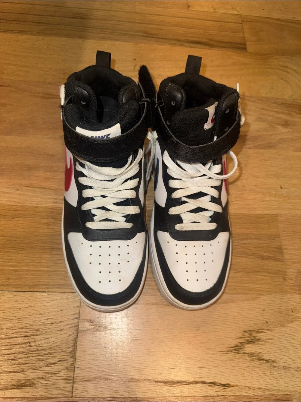Nike Kids High-Top Sneakers in Black, White & Red